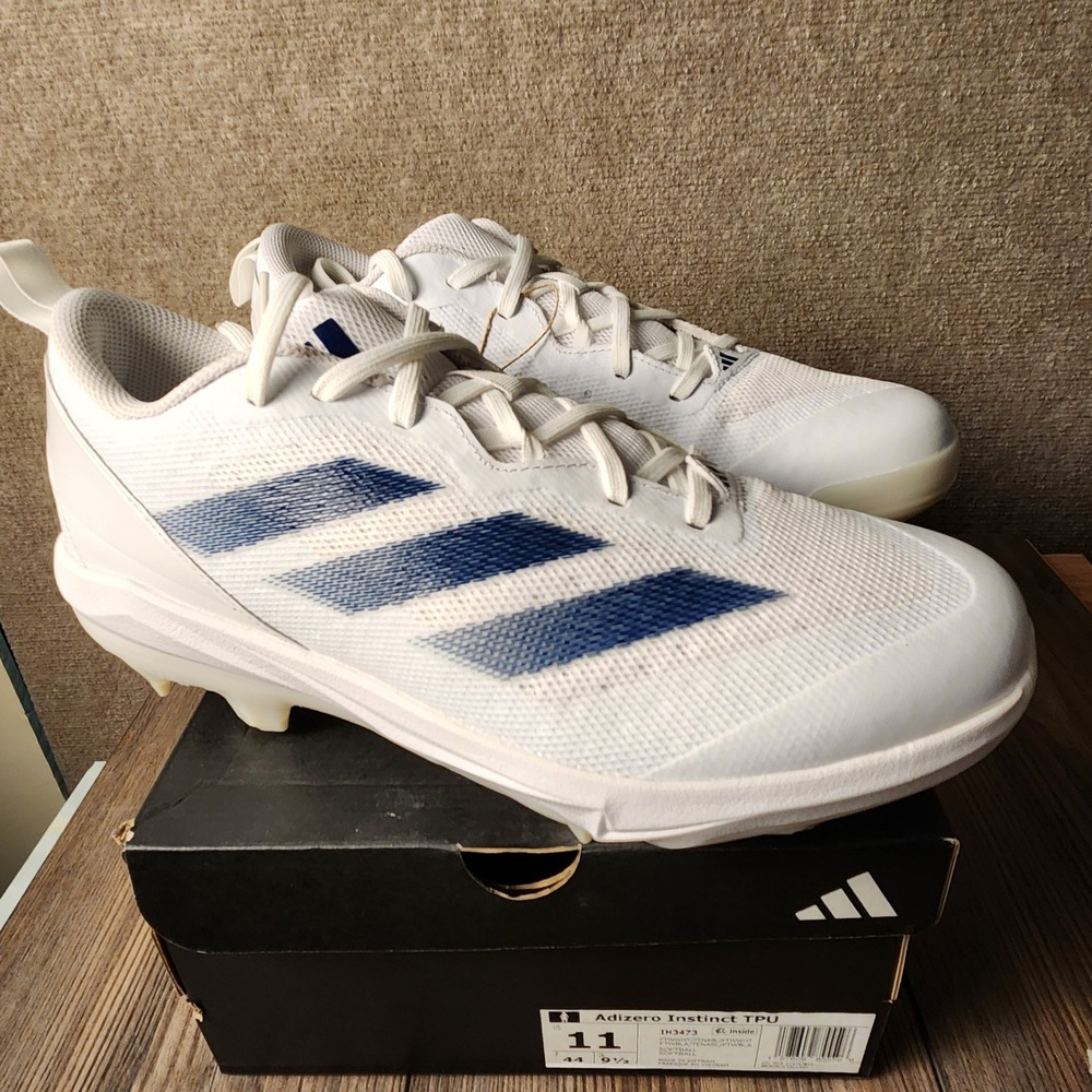 Adidas‎ Adizero Instinct TPU Softball Cleats Mens 11 White Blue IH3473 Low Top